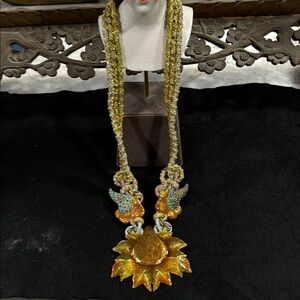 Gold and Silver Sun Pendant Necklace